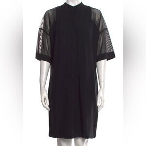 Akris Punto Black Mesh Sheer 3/4 Sleeve Shift Dress Size US 8 / FR 40